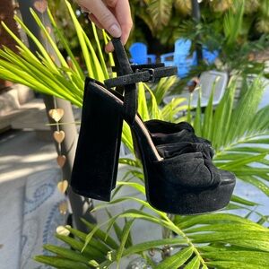 Gianni bini suede black platform knot heels